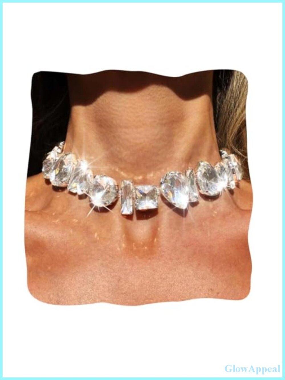 Rhinestone Choker Necklace Big Diamond Crystal Adjustable Party Wedding